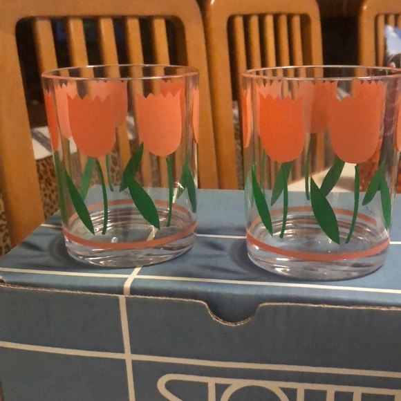 Other - set of six double old-fashioned plastic glasses, tulip design. New.